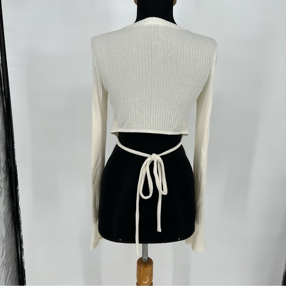 Reformation Cream Tie Back Open Back Ribbed Sweater Top - Picture 5 of 8